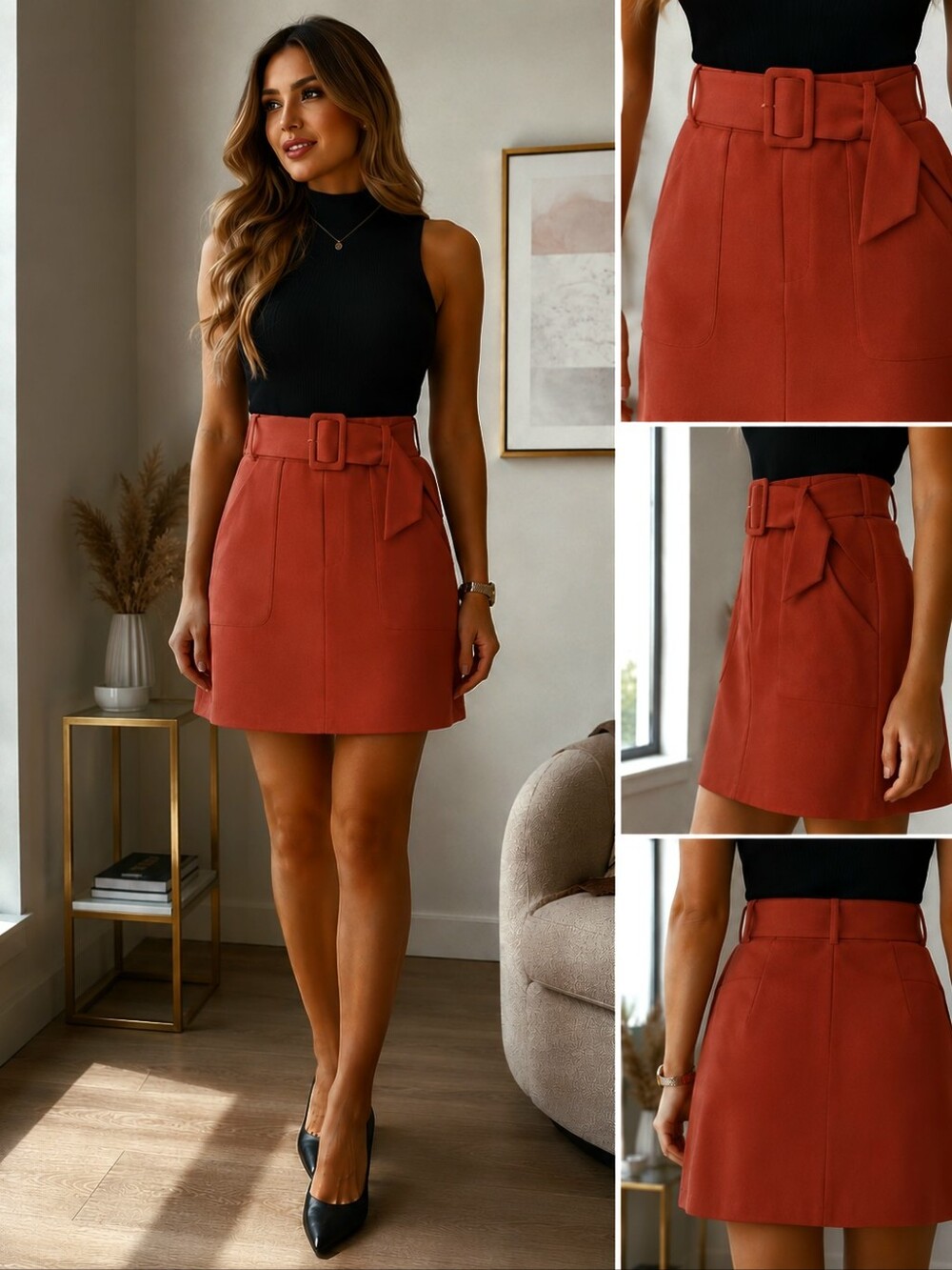 🌹New Look Rust/Brick A-Line Skirt – Size 6 USA